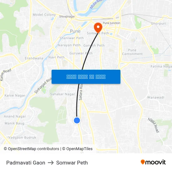 पद्मावती गांव to सोमवार पेठ map