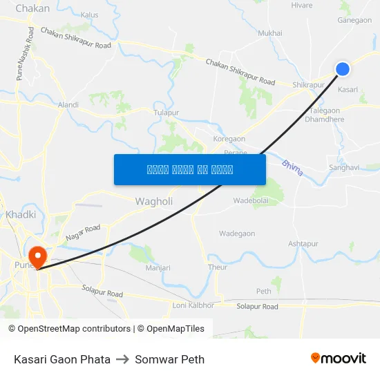 कसरी गांव फाटा to सोमवार पेठ map