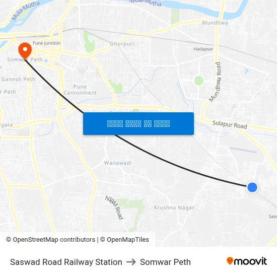 सासवड रोड रेलवे स्टेशन to सोमवार पेठ map