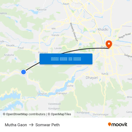 मुठा गाव to सोमवार पेठ map