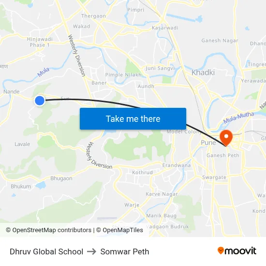 Dhruv Global School to Somwar Peth map