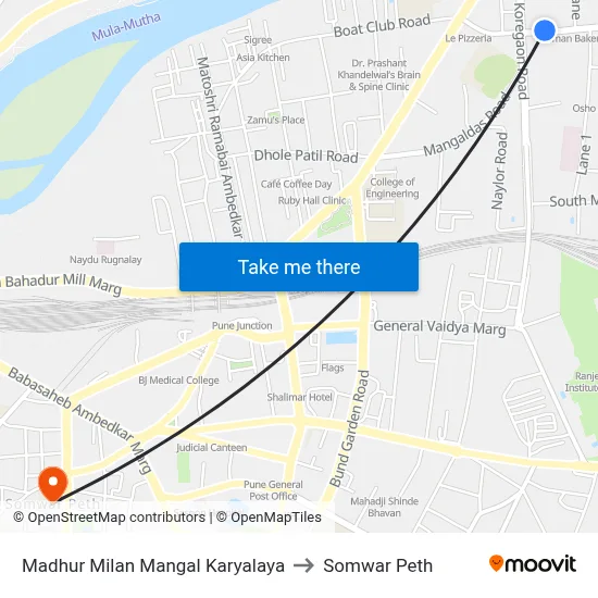 मधुर मिलन मंगल कार्यालय to सोमवार पेठ map