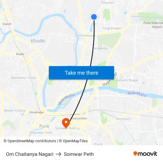 ओम चैतन्य नगरी to सोमवार पेठ map