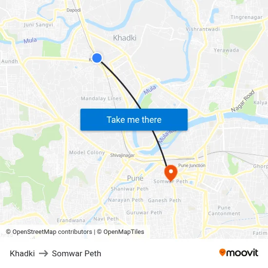 खड़की to सोमवार पेठ map