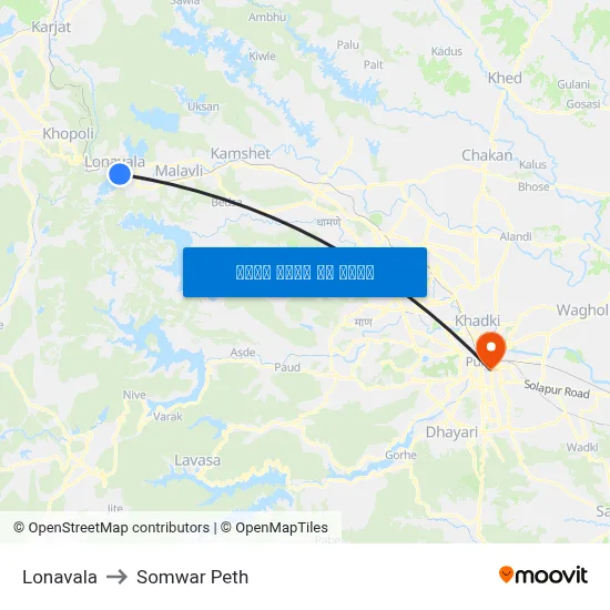 लोणावला to सोमवार पेठ map