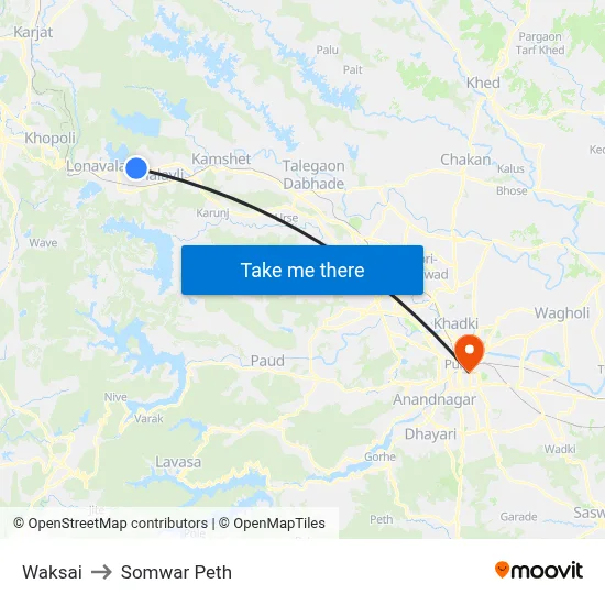 वाक्सई to सोमवार पेठ map
