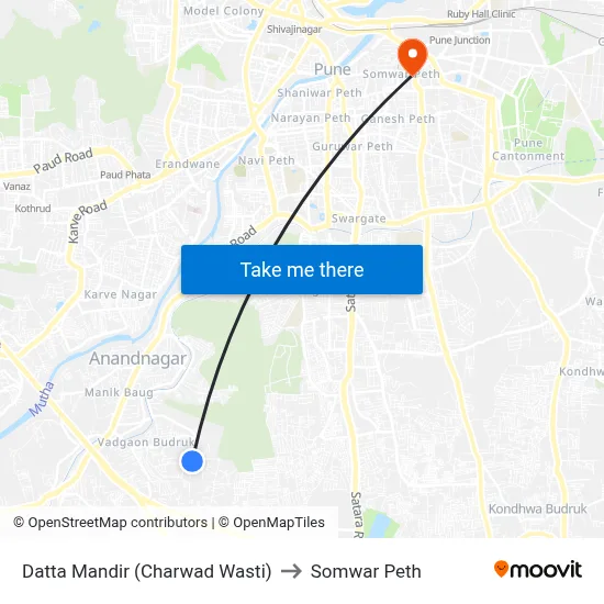 Datta Mandir (Charwad Wasti) to सोमवार पेठ map