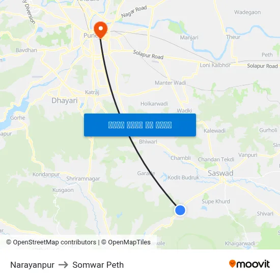 नारायणपुर to सोमवार पेठ map