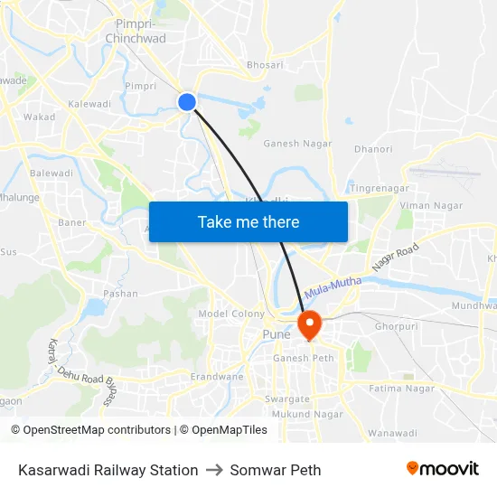 कासारवाडी रेलवे स्टेशन to सोमवार पेठ map