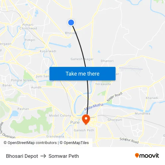 भोसाड़ी डिपो to सोमवार पेठ map