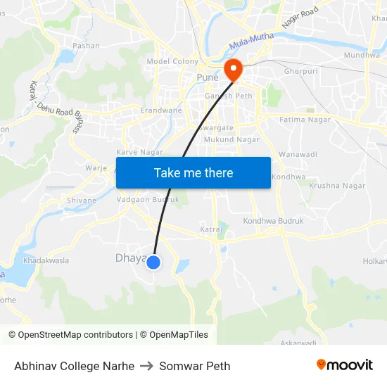 अभिनव कॉलेज नारहे to सोमवार पेठ map