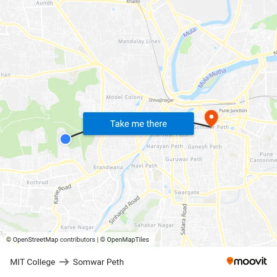एमआईटी कॉलेज to सोमवार पेठ map