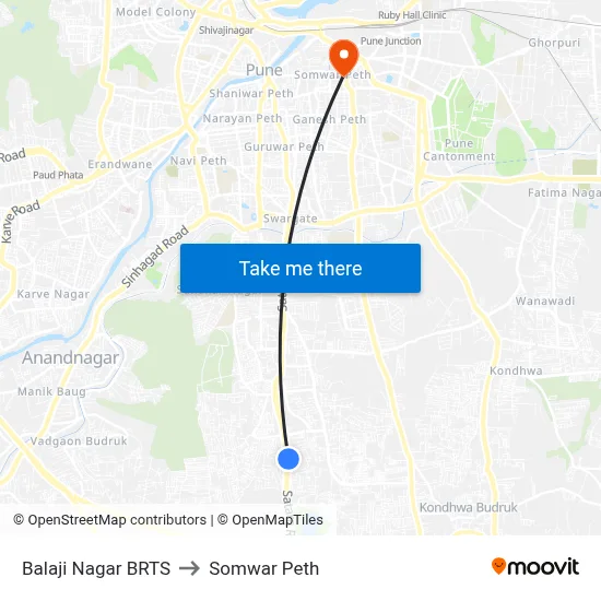 Balaji Nagar BRTS to सोमवार पेठ map