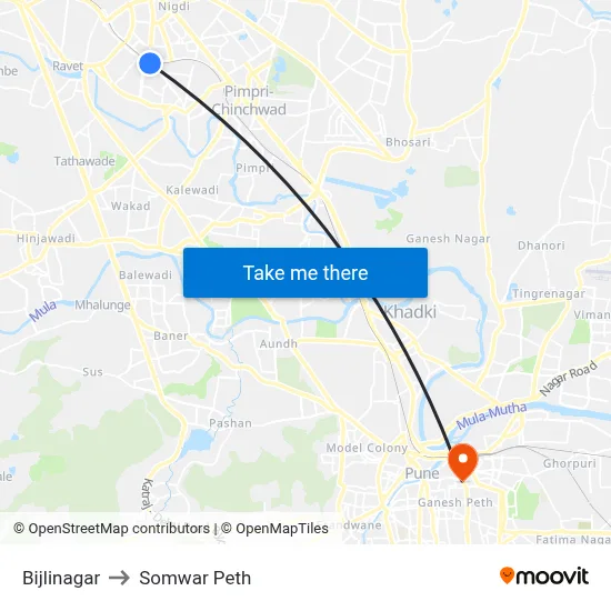 Bijlinagar to सोमवार पेठ map