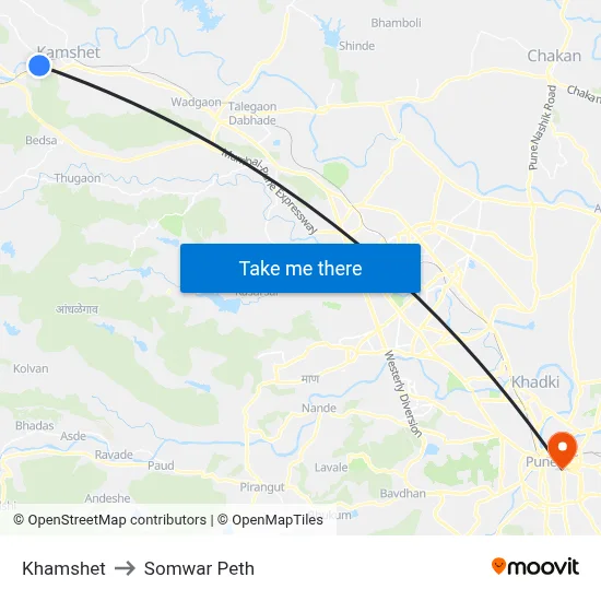 खामशेत to सोमवार पेठ map