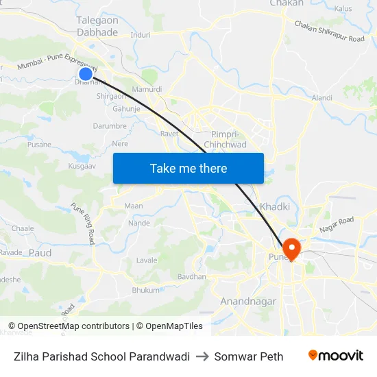 Zilha Parishad School Parandwadi to सोमवार पेठ map