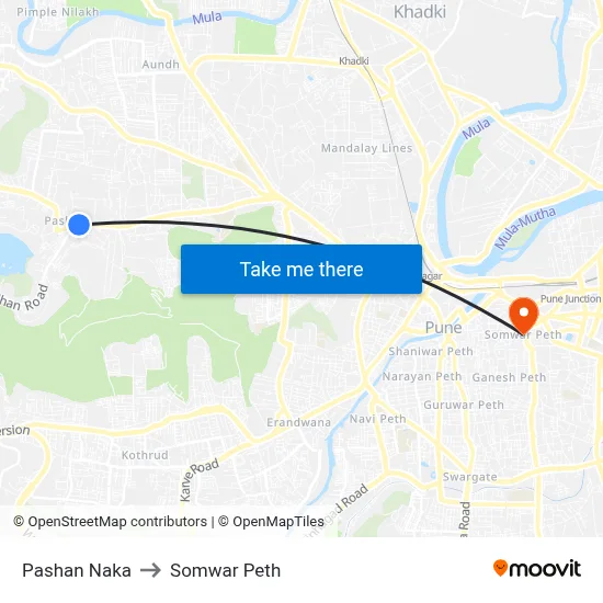Pashan Naka to Somwar Peth map