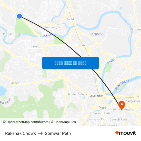 रक्षक चौक to सोमवार पेठ map