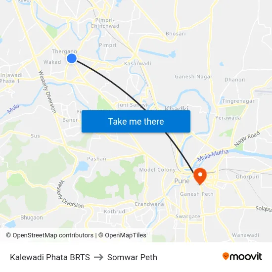 Kalewadi Phata BRTS to सोमवार पेठ map
