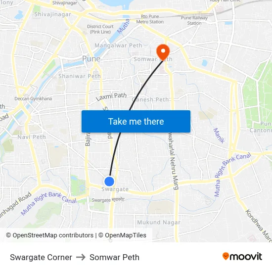 स्वारगेट कॉर्नर to सोमवार पेठ map