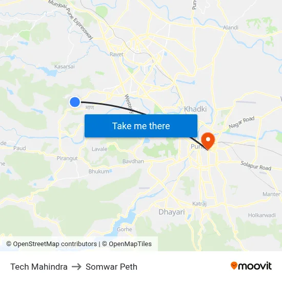 टेक महिंद्रा to सोमवार पेठ map