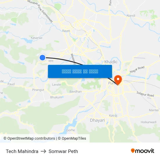 टेक महिंद्रा to सोमवार पेठ map