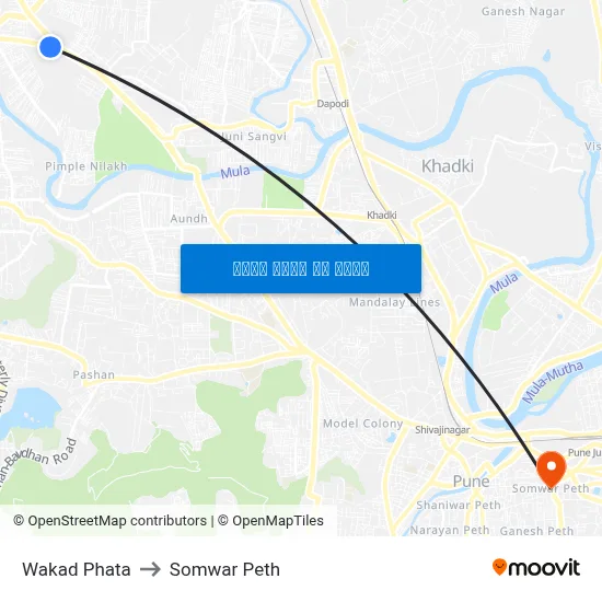 वाकड़ फाटा to सोमवार पेठ map