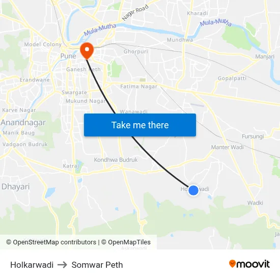 होलकरवाडी to सोमवार पेठ map