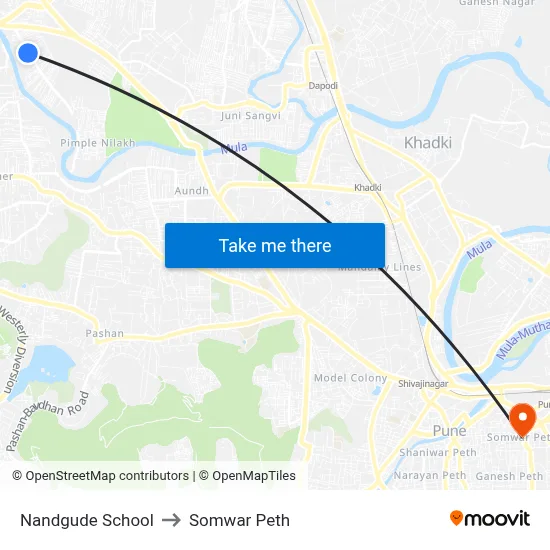 नांदगुडे स्कूल to सोमवार पेठ map