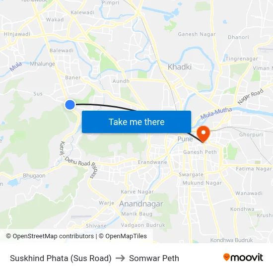 सुसखिंद फाटा (सस रोड) to सोमवार पेठ map