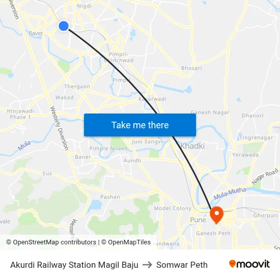 आकुर्डी रेलवे स्टेशन मागील बाजू to सोमवार पेठ map