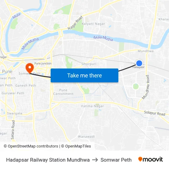 Hadapsar Railway Station Mundhwa to सोमवार पेठ map