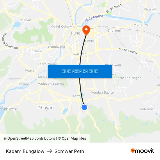 कदम बंगलो to सोमवार पेठ map