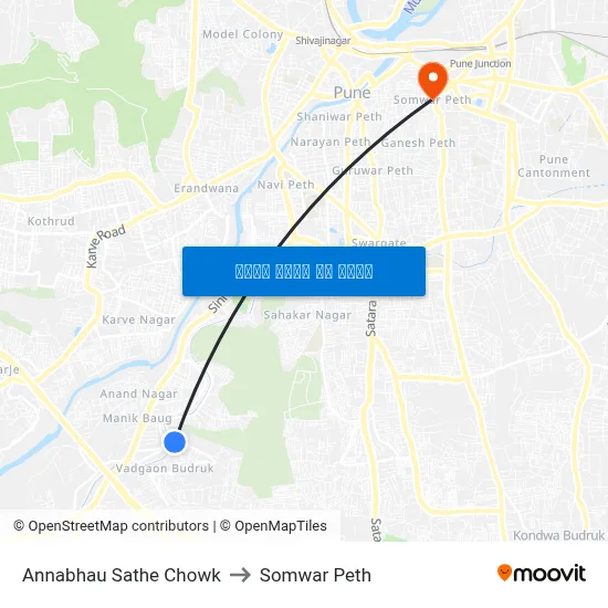 अण्णाभाऊ साठे चौक to सोमवार पेठ map