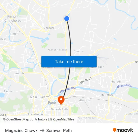 Magazine Chowk to सोमवार पेठ map