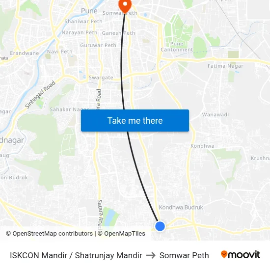इस्कॉन मंदिर / शत्रुंजय मंदिर to सोमवार पेठ map