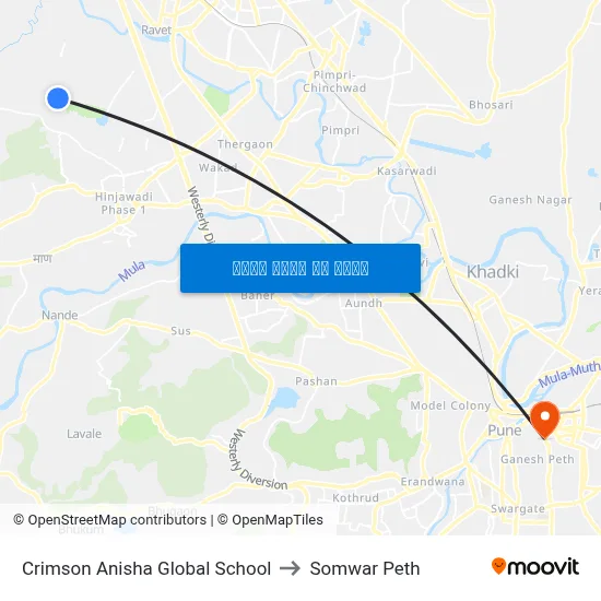 क्रिमसन अनिषा ग्लोबल स्कूल to सोमवार पेठ map