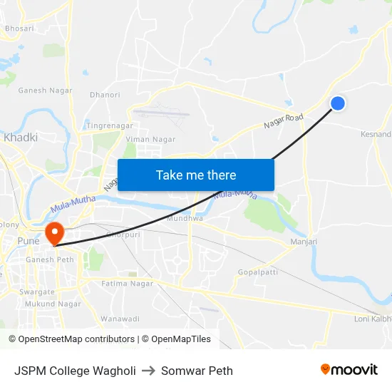 जेएसपीएम कॉलेज वाघोली to सोमवार पेठ map