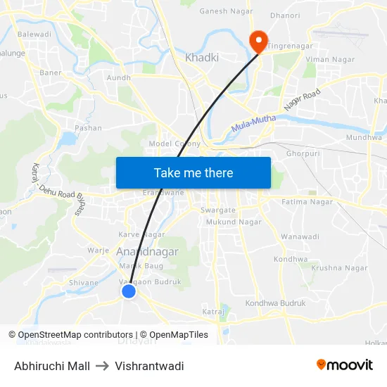 अभिरुचि मॉल to विश्रांतवाडी map
