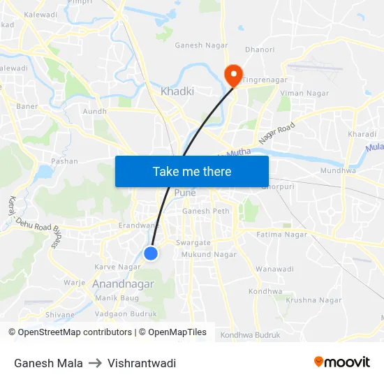 गणेश माला to विश्रांतवाडी map