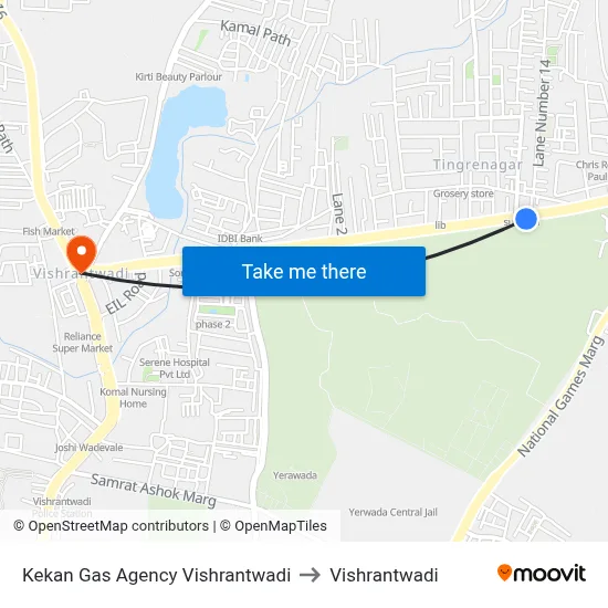 Kekan Gas Agency Vishrantwadi to विश्रांतवाडी map