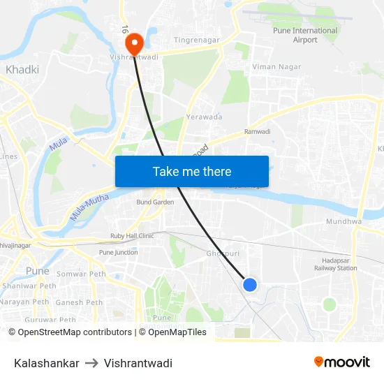 कलाशंकर to विश्रांतवाडी map