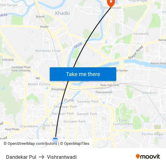 Dandekar Pul to विश्रांतवाडी map