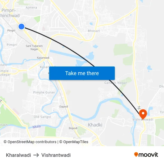 खरालवाड़ी to विश्रांतवाडी map