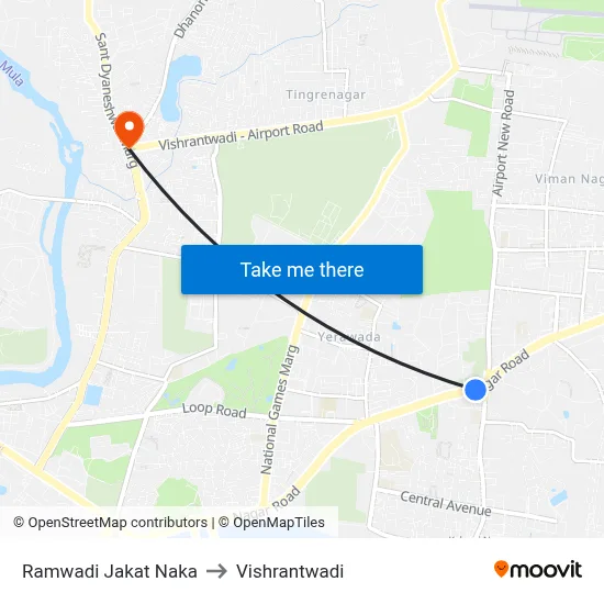 रामवाडी जकात नाका to विश्रांतवाडी map
