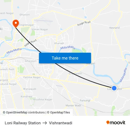 लोनी रेलवे स्टेशन to विश्रांतवाडी map