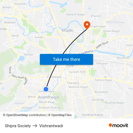 शिप्रा सोसाइटी to विश्रांतवाडी map
