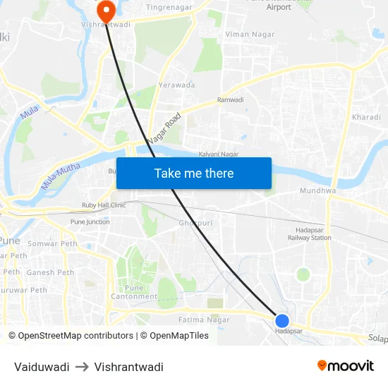 वैदुवाड़ी to विश्रांतवाडी map