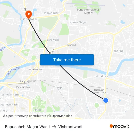 बापूसाहेब मगर वस्ती to विश्रांतवाडी map