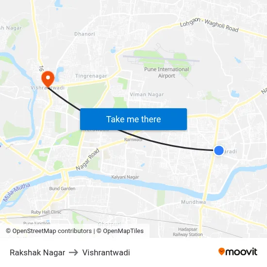 रक्षक नगर to विश्रांतवाडी map